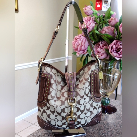 Rare Coach Vintage Perforated Duffle Signature Leather hampton Hobo bag - Picture 1 of 16